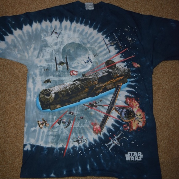 VINTAGE STAR WARS TIE DYE MILLENNIUM FALCON TEE - Picture 1 of 2